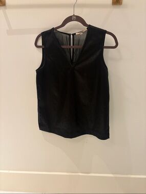 J Brand Black Textured V-Neck Sleeveless Top